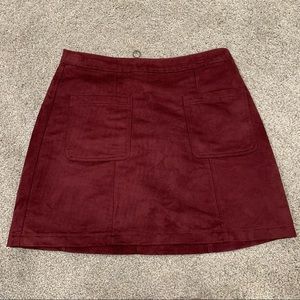 Women’s Faux Suede Red Wine Skirt